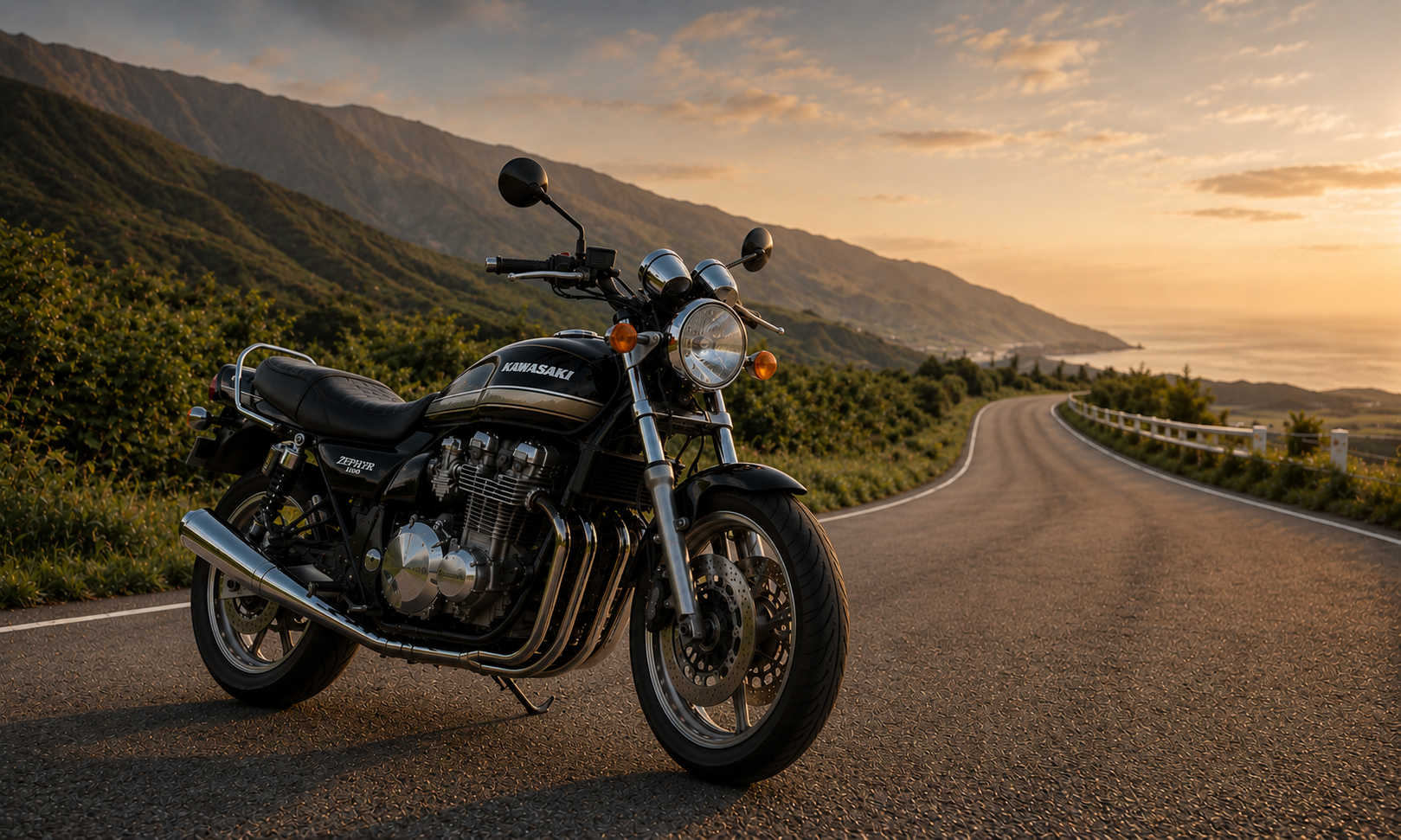 バイクに乗るシルエット